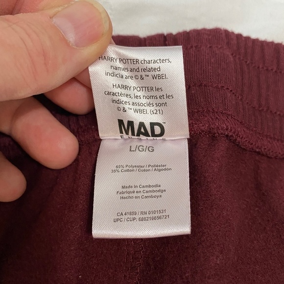 Mad Engine Harry Potter Hogwarts Men's Burgundy/Maroon Jogger Sweatpants Large‎ - Picture 6 of 12